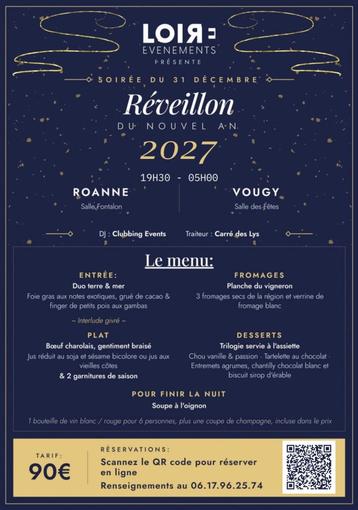 Reveillon du nouvel an Roanne et Vougy repas dansant le 31.12.2026 carre des lys clubbing events salle fontalon 219 ko